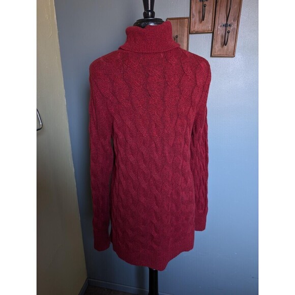 Vintage Red Turtleneck Sweater by Croft & Barrel, Cable Knit Sweater - Picture 5 of 10